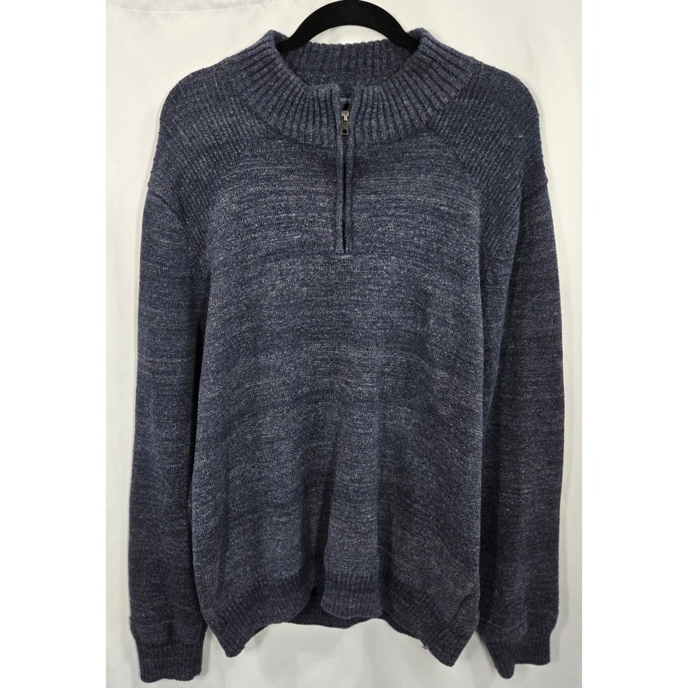 RYE by Hawker Rye Mens XL Blue Cotton 1/4 Zip‎ Mock Neck Pullover Sweater